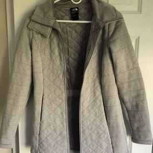 Grey quilted Northface spring jacket, flee…